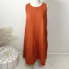 AMAIL ノースリーブワンピース Linen maron dress オレンジ
