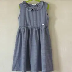 BeBe Petits Pois Vert ブルーストライプワンピース 150