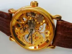 メンズ オメンズESSOR 完全スケルトン手巻き腕時計O.H不要美しい機械稼働石