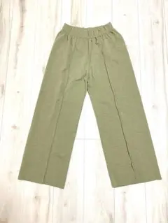 【INDIBRAND】センタープレス カットソー ワイドパンツ グリーン