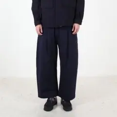 STUDIO NICHOLSON ヘリンボーンボリュームパンツ ダークネイビー