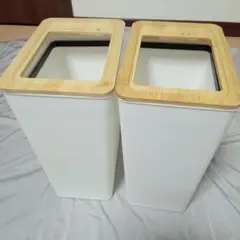 木製蓋付きごみ箱2個セット