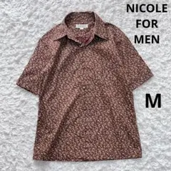 美品　ニコルクラブ　花柄コットン１００春夏半袖シャツ（M）日本製　メンズ総柄