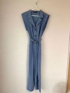 ZARA ノースリーブシャツワンピース M ブルー