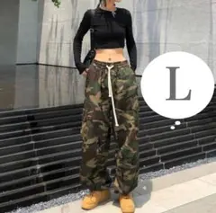 カーゴパンツ ワイドパンツ 迷彩柄 ストリート カモフラ M メンズ 男女兼用