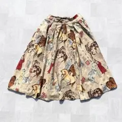 レトロ古着 90s vintage 中国 三国志 馬 古着女子 ロングスカート
