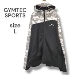 GYMTEC SPORTS　パーカー　L　ジャージ　ブラック×グレー　迷彩柄