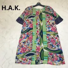 H.A.K ハク　チュニックワンピース　キュプラ100% 大きめ　華やか　美品