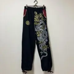 アビリティバーン　和柄　スウェット　パンツ　ドラゴン　龍　ブラック　刺繍　和風