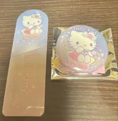 トレーディングホログラム缶バッジ　ランダムクリアしおり　キティ