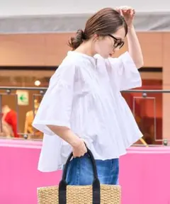 FREAK'S STORE インド タック 切り替え フレア ブラウス