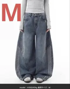 【mushwear】Side Line Washed Ball Jeans