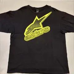 アルパインスターズ Tシャツ ブラック/蛍光イエロー系プリント サイズXL