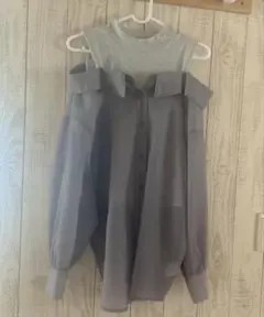 オフショルダー シースルー シャツ