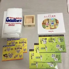 ヤクルト記念品 フェイスタオル、一号ます、シール5枚