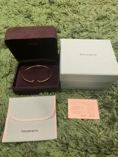 ティファニーTナローワイヤーブレスレット18KゴールドLサイズ