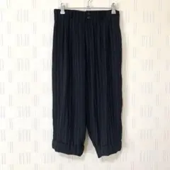 マルチタック ワイドスラックス ストライプ　ゆるだぼ　洗える　黒　レディース