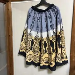 エスニック　フレアスカート M〜Lサイズ 青・黄プリント