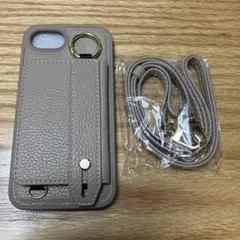 iPhone16e ケース カーキ ベージュ ショルダーストラップ付き