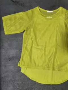 メッシュ 半袖Tシャツ　タンクトップ　セット　黄緑　ライムグリーン