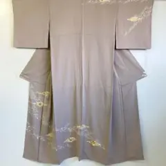 【春】12142s 着物 訪問着 一つ紋 金駒刺繍 花植物文様