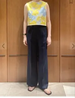 MACPHEEネイビー ワイドパンツ サイドポケット付き