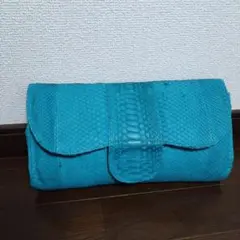 ターコイズ 蛇革　パイソン　 クラッチバッグ