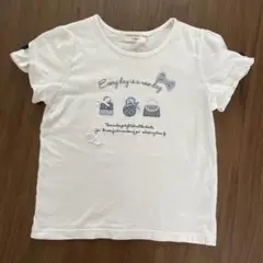 MOONON NON刺繍入りホワイトTシャツ 130