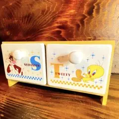 【美品】シルベスター & ツイーティー 小物入れ　木製　陶器　アメリカレトロ