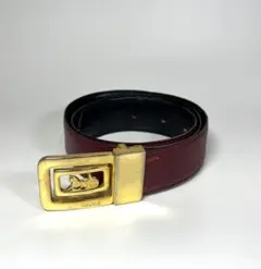セリーヌ ベルト 馬車金具 ロゴ レザー茶 ゴールド金具