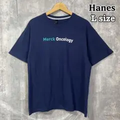 Hanes ヘインズ Tシャツ L ネイビー シンプル メンズ 半袖 海外古着