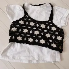 petit main 80 クロシェ編み Tシャツ