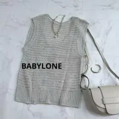 美品୨୧BABYLONE リネンコットンメッシュノースリーブ サマーニット