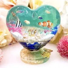 No557 ぷっくりハート大 熱帯魚 ☆ラピスラズリ＆クリスタル☆