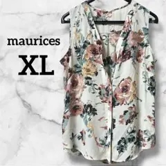 美品❗️maurices 【XL】フローラルノースリーブチュニック アイボリー