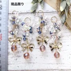 チェコガラス✳︎ピンク＆ブルー✳︎フラワー＊オリジナルチャーム2ペア4個no.388