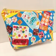 はいから横丁 駄菓子柄 レトロアニマル ハンドメイド ポーチ メイクポーチ