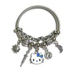 ハローキティ 青 ブレスレット バングル シルバー アクセサリー キティちゃん