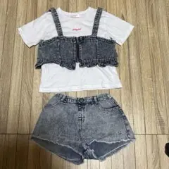ベビードール　セットアップ　デニム　トップス　ショートパンツ
