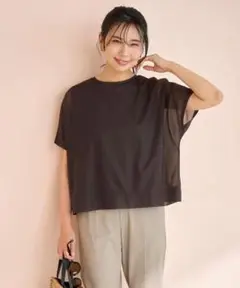 タグ付き新品◆秋色◆UNFILO【洗える/ストレッチ】シアーレイヤードT