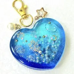 No.392 ハートシェイカー 花火 夏シャカシャカキーホルダー レジン