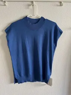 titivate カーキ ベージュ ハイネック フレンチスリーブ 半袖ニット