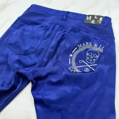 MARK&LONA カモフラ ストレッチパンツ スカル GOLF青 L