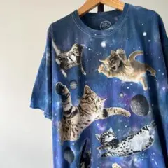 USA古着　スペース・キャッツ　Tシャツ　アニマル　動物　猫　ネコ　宇宙　2XL