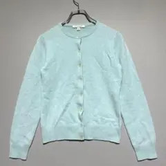 UNIQLO カシミヤ100% ライトブルー ボタン付きカーディガン 長袖 上品