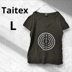 Taitex グレー RADIOプリント Tシャツ Lサイズフレンチスリーブ