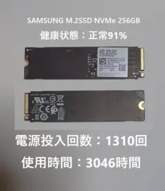 SAMSUNG M.2SSD NVMe 256GB 使用時間3048時間