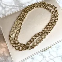 Christian Dior ロングネックレス チェーン ストーン ゴールド