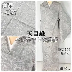 天目織 long＊ムカイアウトリ＊未使用品 天目織 更紗模様 鳥 小紋着物