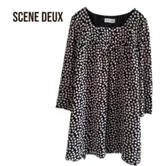 SCENE DEUX 長袖チュニック　ハート総柄　ほぼ未使用　大きめL 丈眺め